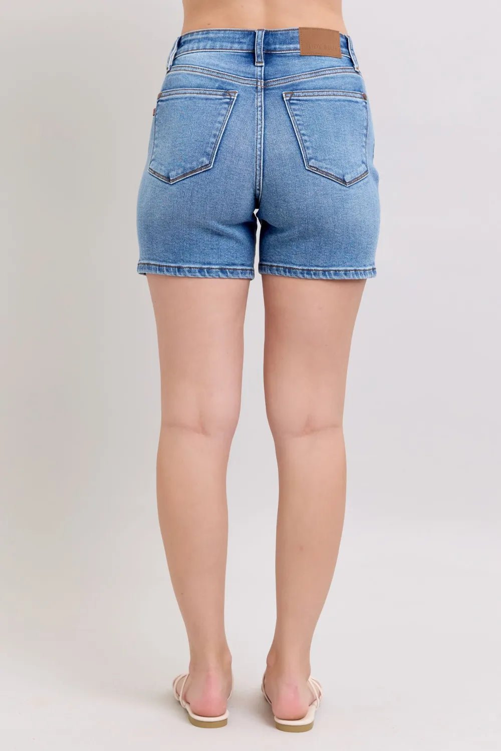 Judy Blue Full Size 2 Button Denim Shorts with Pockets Plus Size - Rooted & Reckless Co.