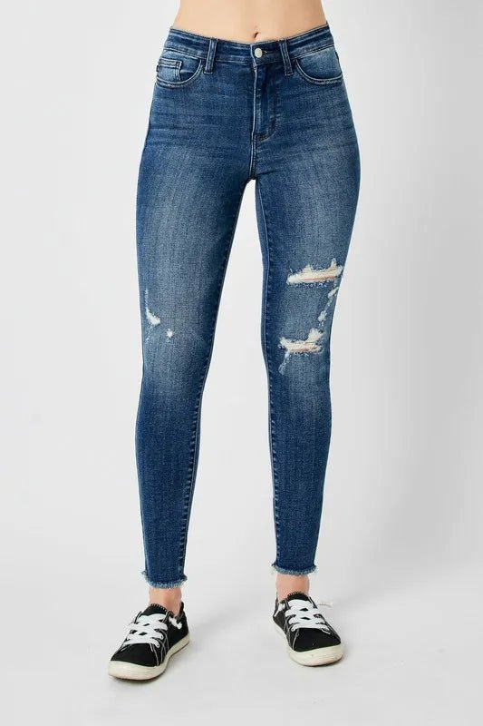 Judy Blue Full Size High Waist Distressed Skinny Jeans - Rooted & Reckless Co.