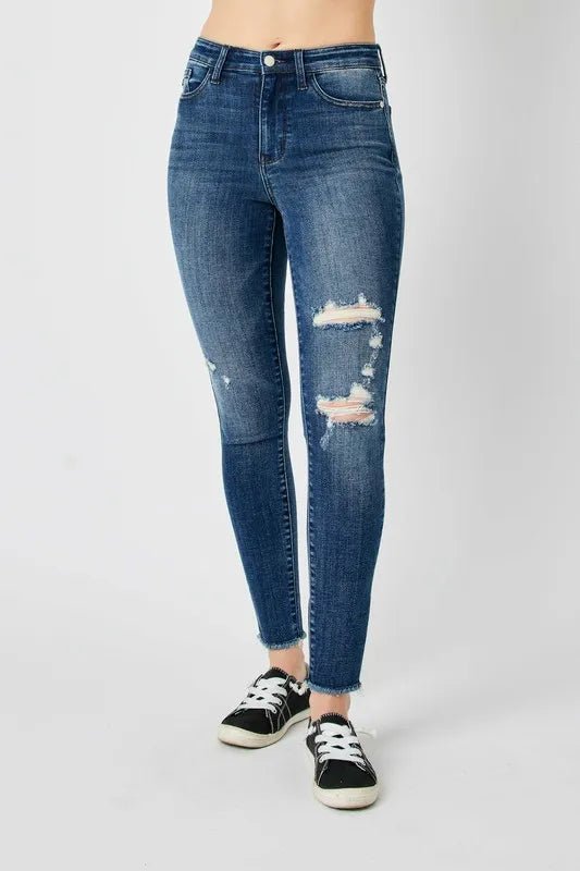 Judy Blue Full Size High Waist Distressed Skinny Jeans - Rooted & Reckless Co.