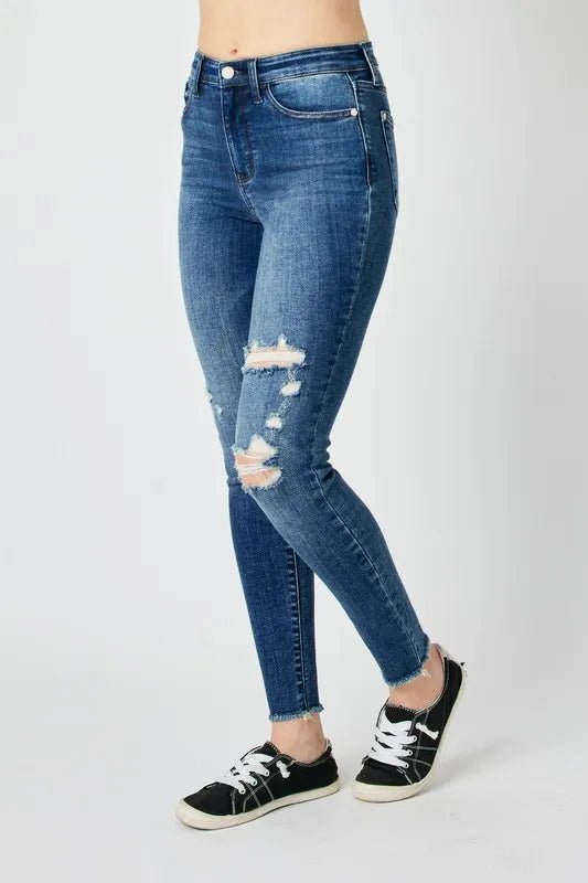 Judy Blue Full Size High Waist Distressed Skinny Jeans - Rooted & Reckless Co.