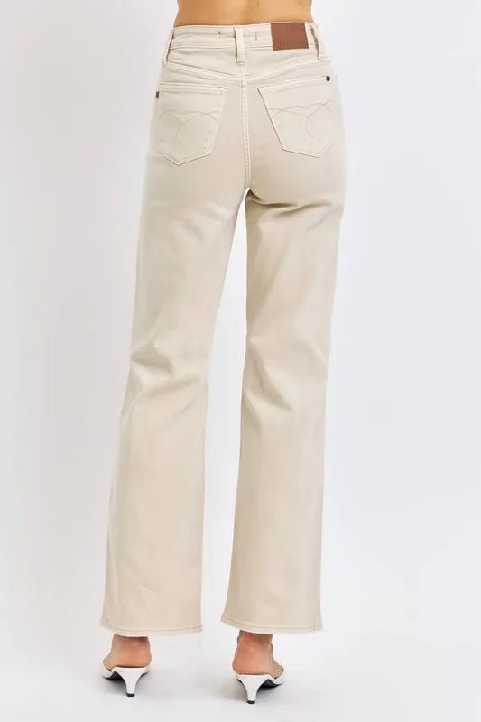 Judy Blue Full Size High Waist Distressed Wide Leg Jeans - Rooted & Reckless Co.