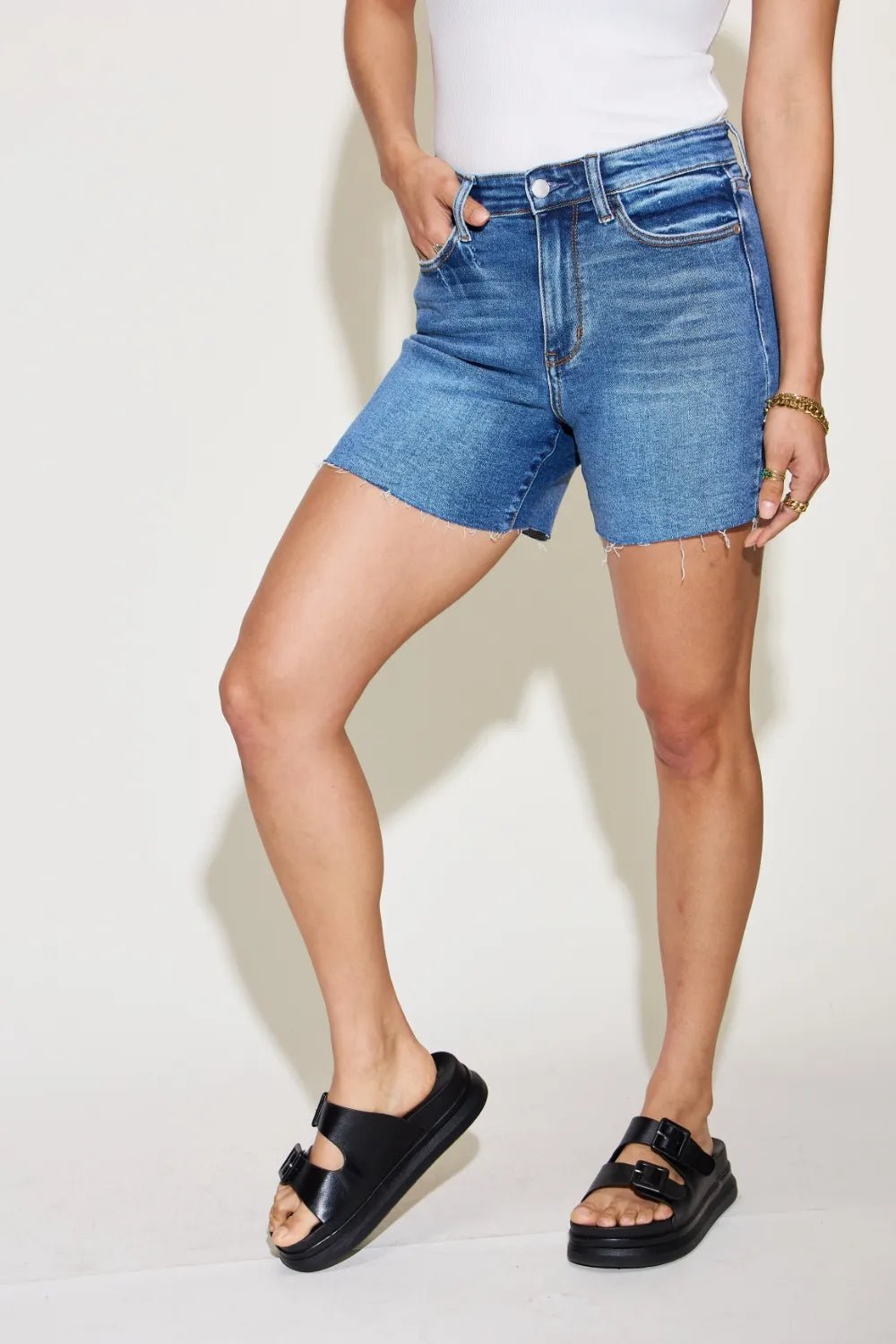 Judy Blue Full Size High Waist Slim Denim Shorts - Rooted & Reckless Co.