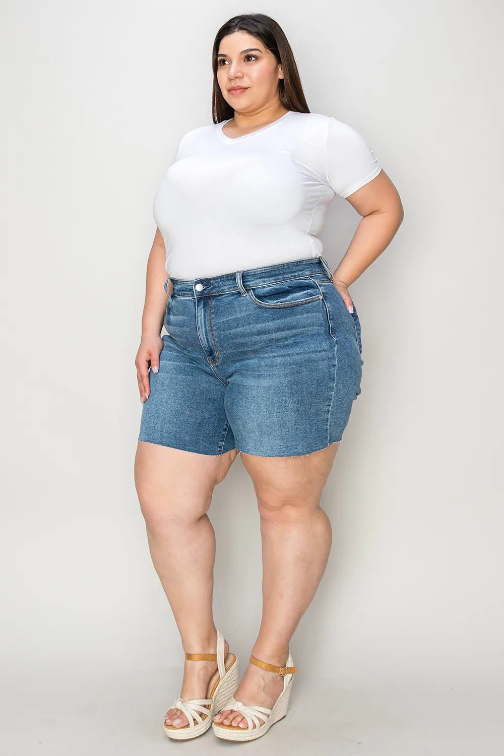 Judy Blue Full Size High Waist Slim Denim Shorts - Rooted & Reckless Co.