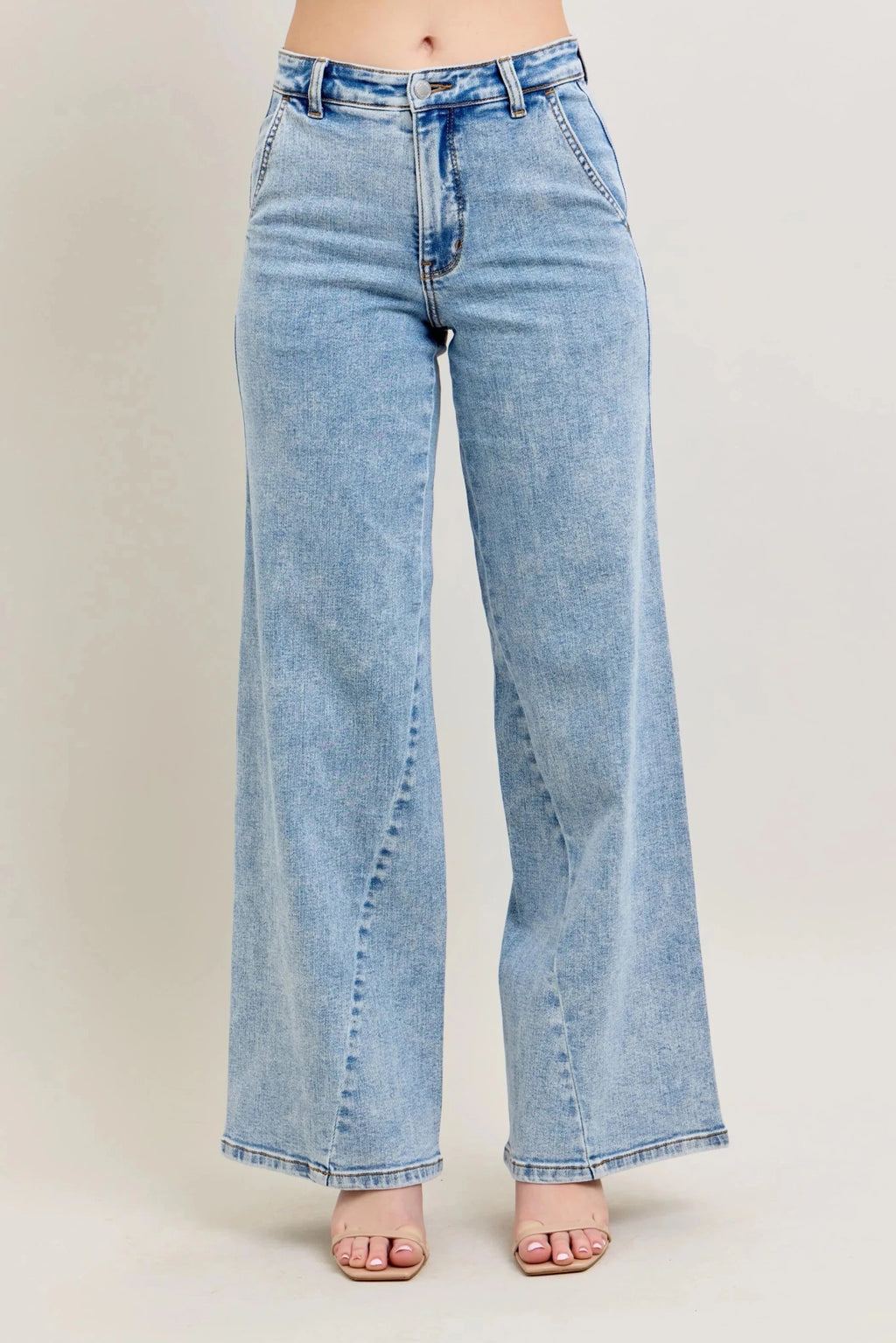 Judy Blue Full Size High Waist Wide Leg Jeans with Skewed Inseam Plus Size - Rooted & Reckless Co.