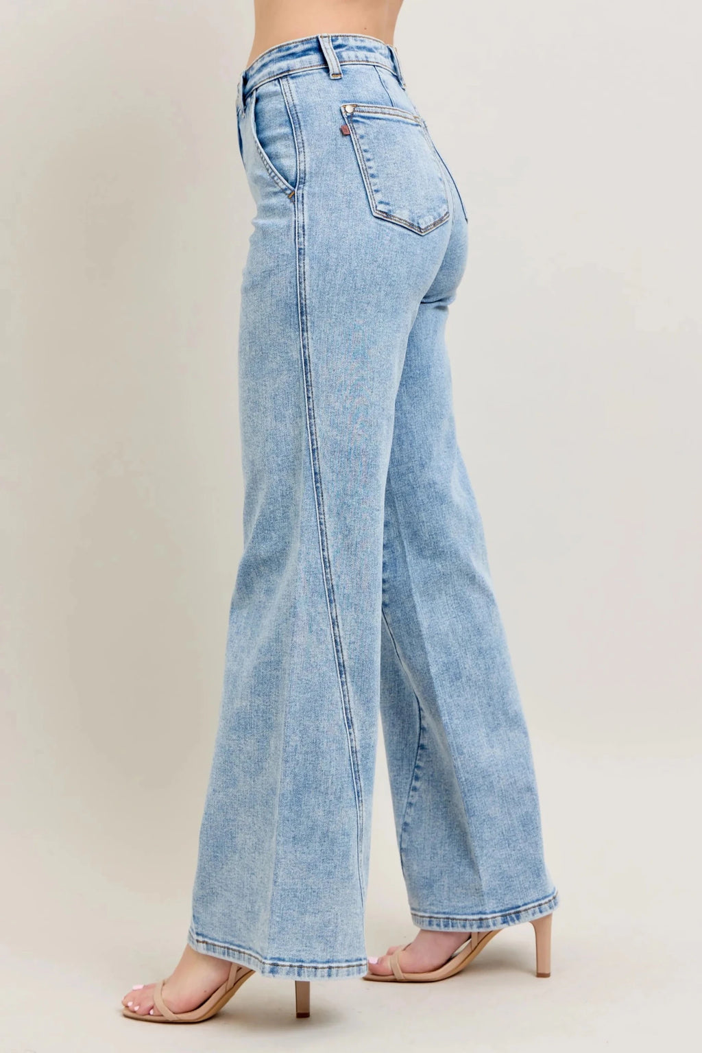 Judy Blue Full Size High Waist Wide Leg Jeans with Skewed Inseam Plus Size - Rooted & Reckless Co.