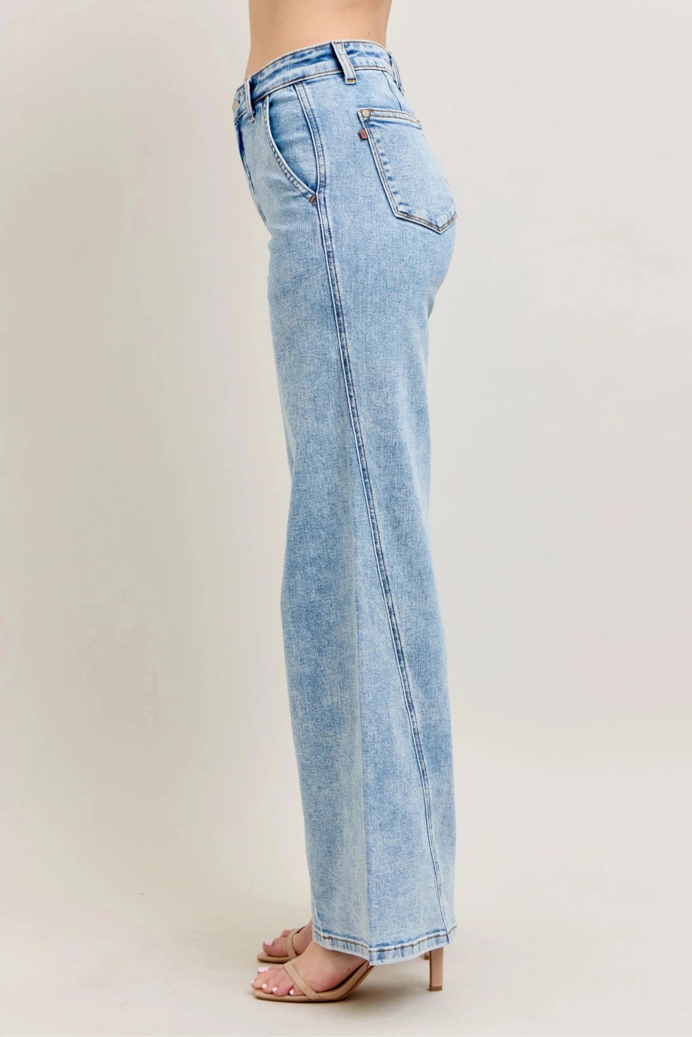 Judy Blue Full Size High Waist Wide Leg Jeans with Skewed Inseam Plus Size - Rooted & Reckless Co.