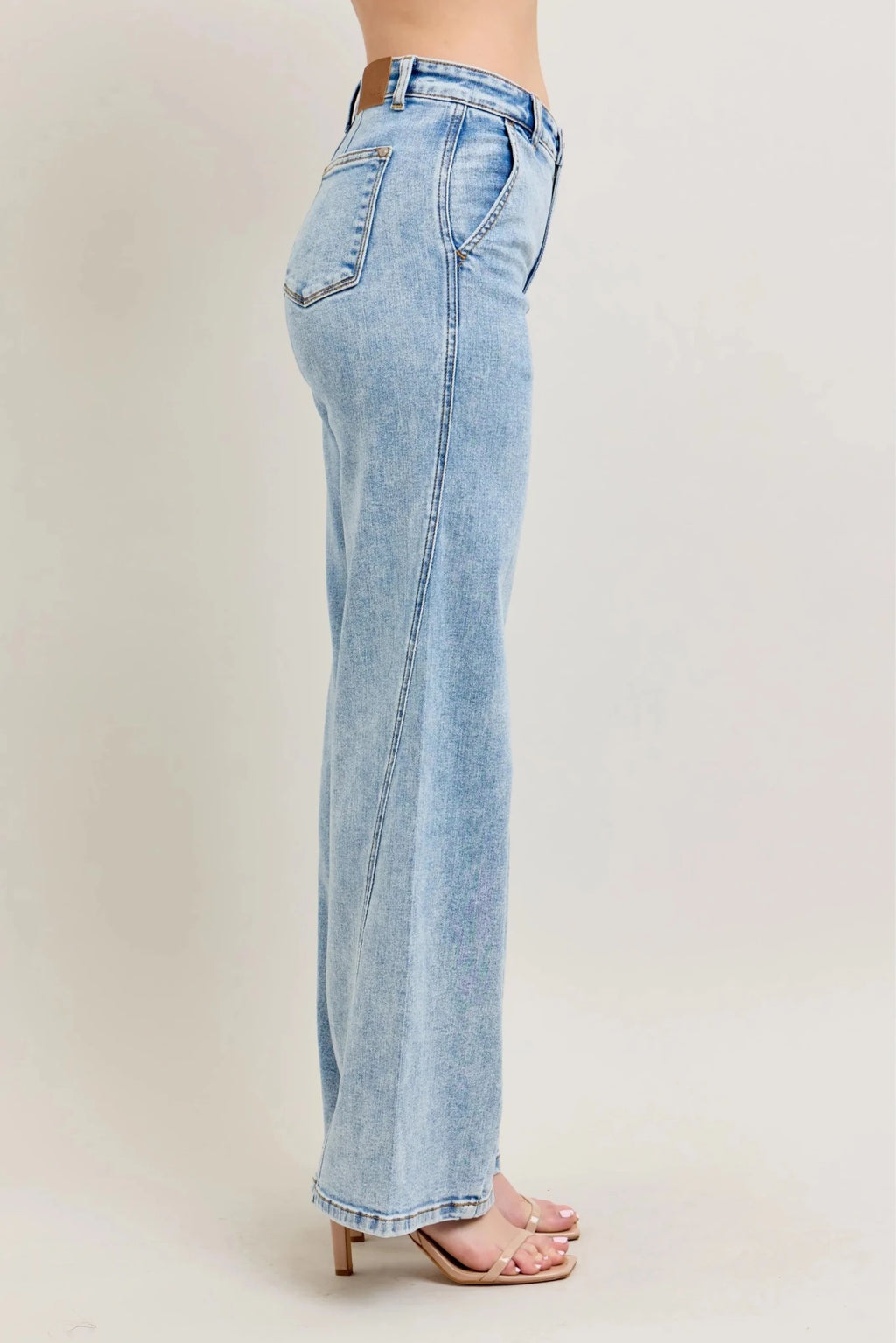 Judy Blue Full Size High Waist Wide Leg Jeans with Skewed Inseam Plus Size - Rooted & Reckless Co.