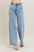 Judy Blue Full Size High Waist Wide Leg Jeans with Skewed Inseam Plus Size - Rooted & Reckless Co.