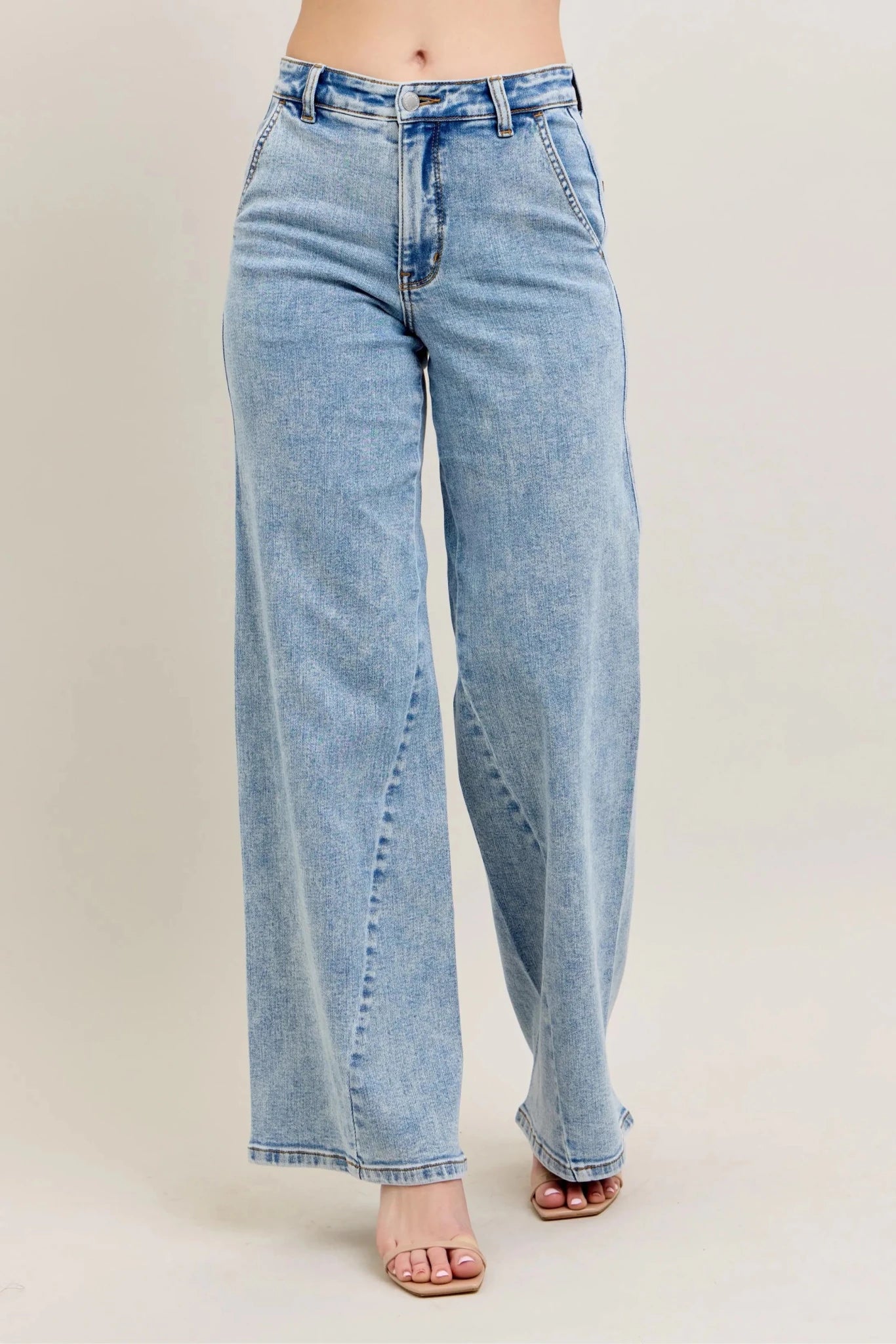 Judy Blue Full Size High Waist Wide Leg Jeans with Skewed Inseam Plus Size - Rooted & Reckless Co.