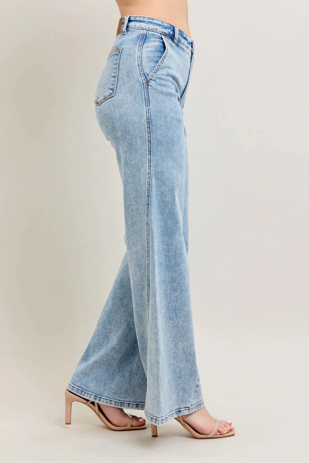 Judy Blue Full Size High Waist Wide Leg Jeans with Skewed Inseam Plus Size - Rooted & Reckless Co.