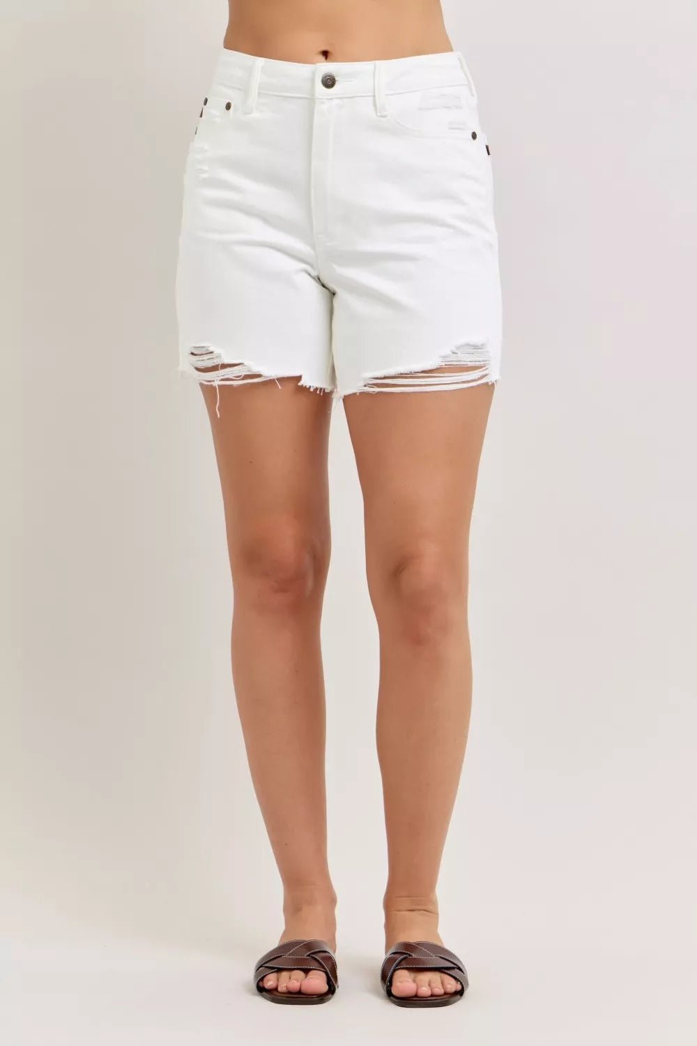 Judy Blue High Waist Rigid Magic Dad Short with Cell Phone Back Pocket - Rooted & Reckless Co.
