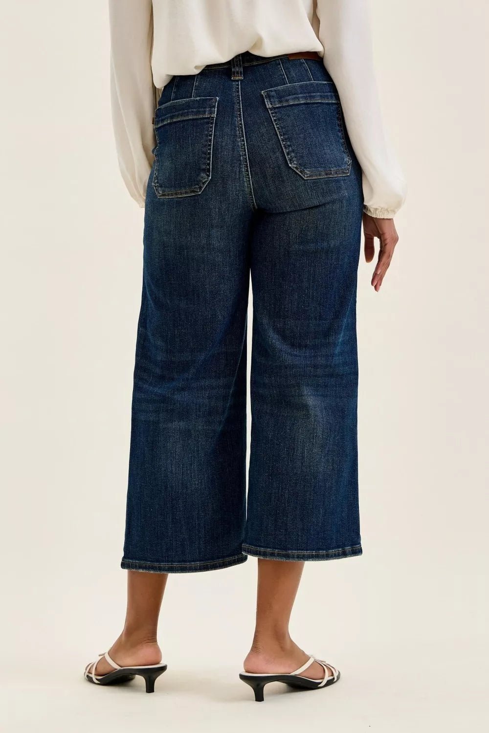 Judy Blue High Waist Wide Crop Utility Jeans with Patch Pocket - Rooted & Reckless Co.