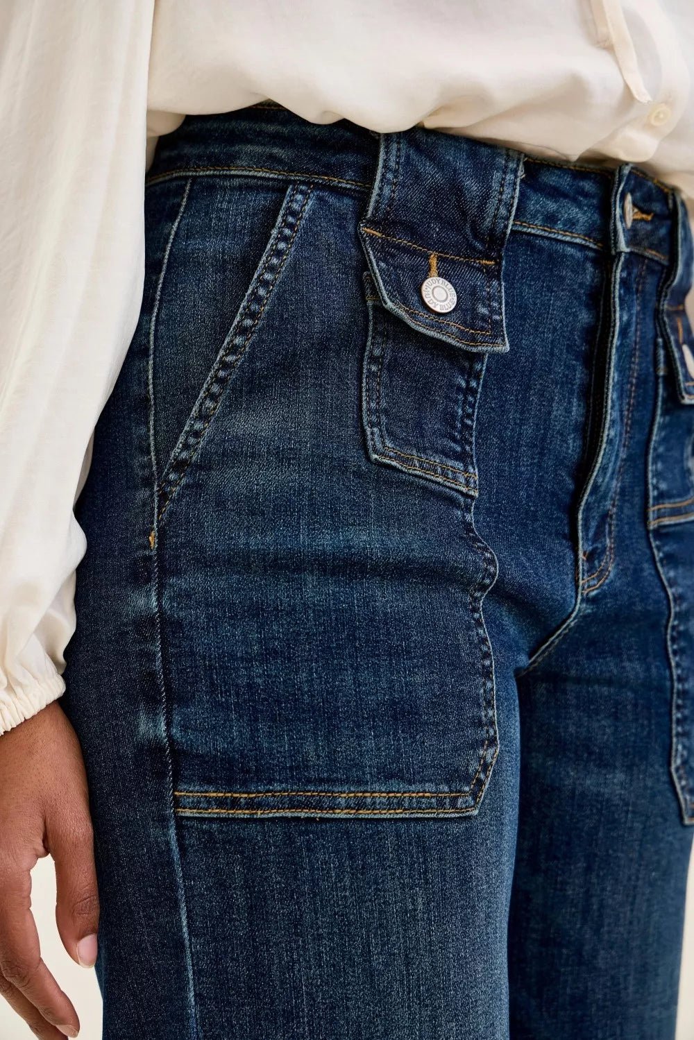Judy Blue High Waist Wide Crop Utility Jeans with Patch Pocket - Rooted & Reckless Co.