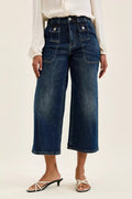 Judy Blue High Waist Wide Crop Utility Jeans with Patch Pocket - Rooted & Reckless Co.
