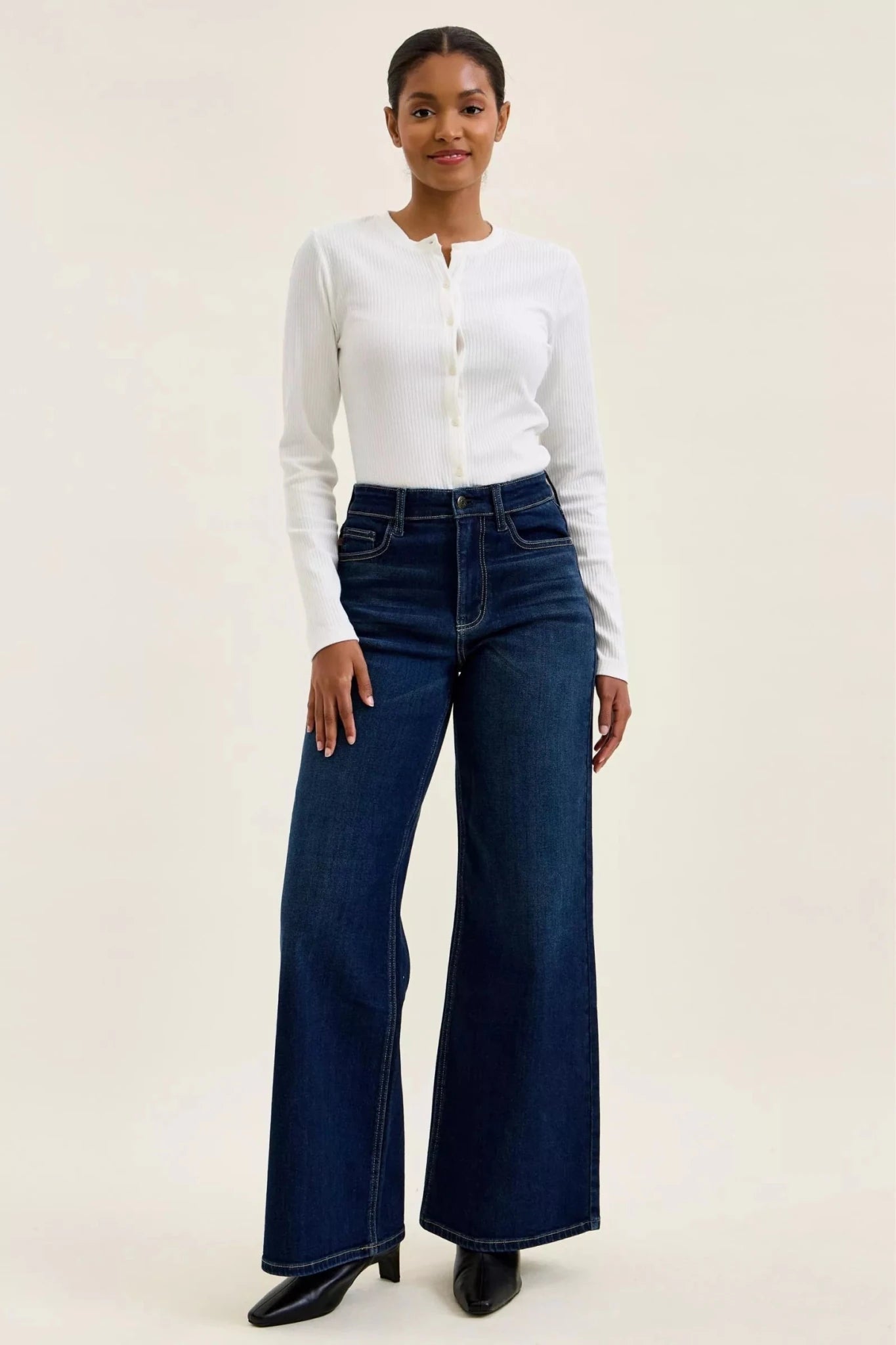 Judy Blue High-Waisted Wide-Leg Dark Wash Jeans - Rooted & Reckless Co.