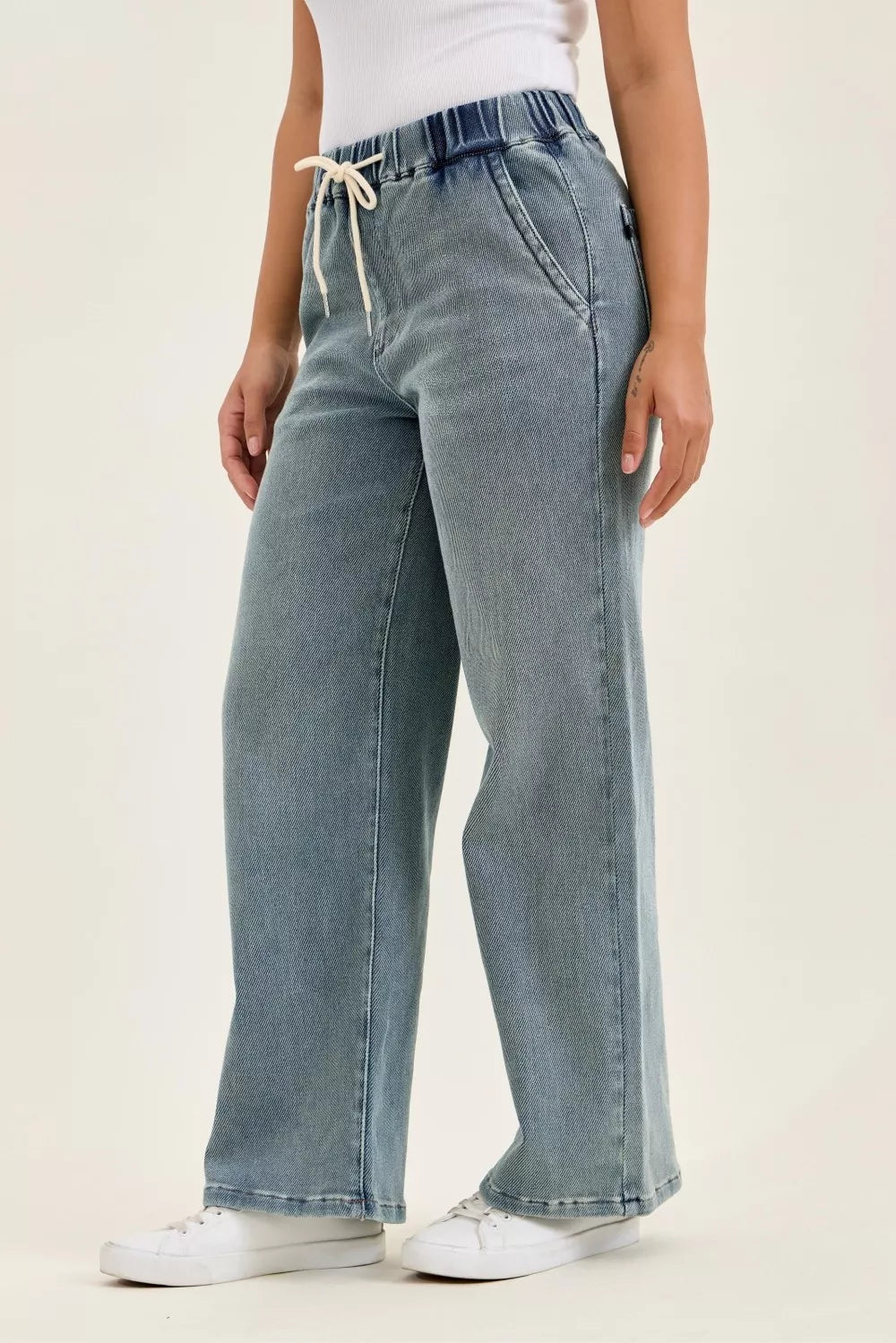 Judy Blue Hight Waist Wilhelmina Baggy Jeans with Md Aged Stone Blue Wash - Rooted & Reckless Co.