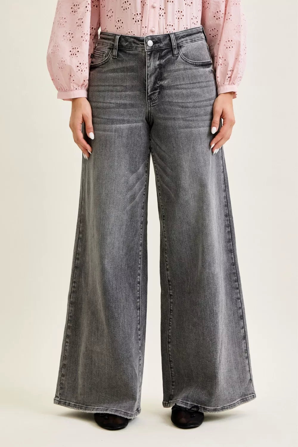 Judy Blue Mid Rise Palazzo Split Back Yoke - Rooted & Reckless Co.