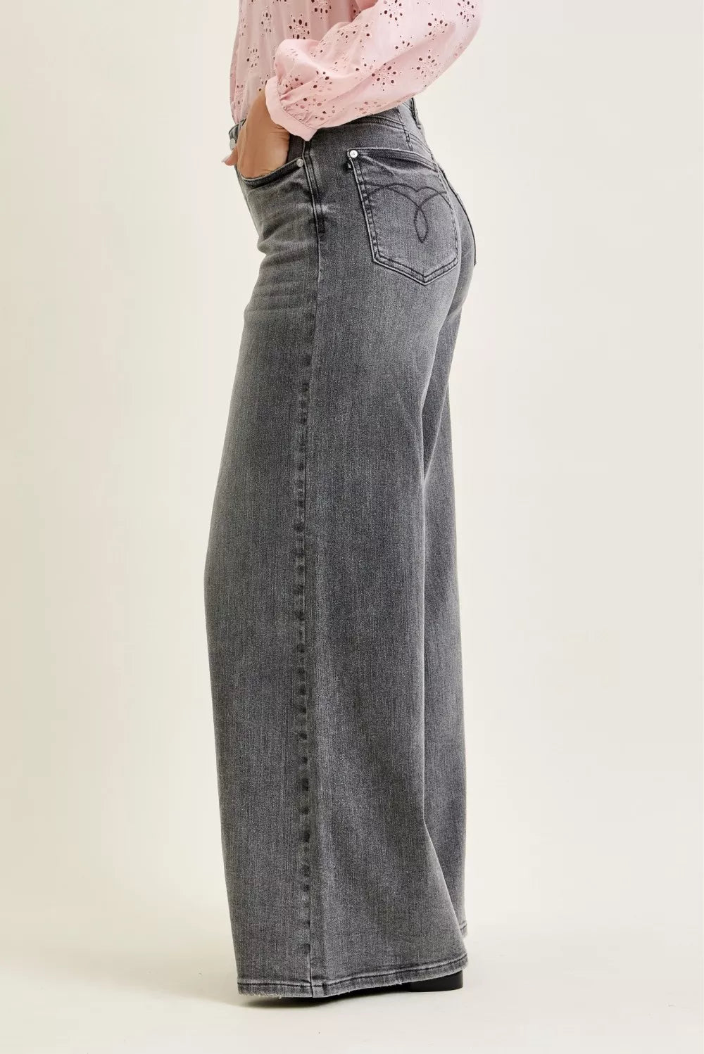 Judy Blue Mid Rise Palazzo Split Back Yoke - Rooted & Reckless Co.