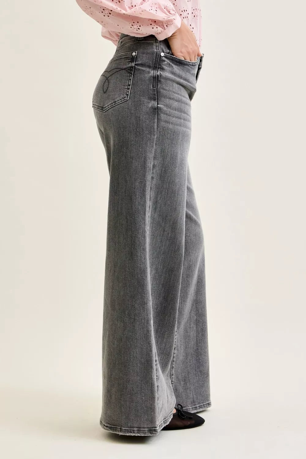 Judy Blue Mid Rise Palazzo Split Back Yoke - Rooted & Reckless Co.