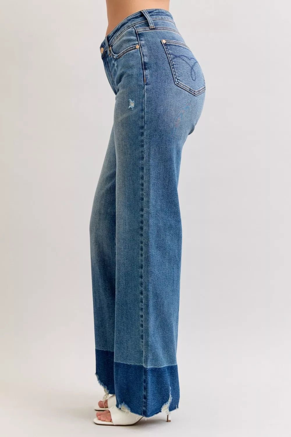 Judy Blue Raw Hem High Waist Column Straight Jeans - Rooted & Reckless Co.