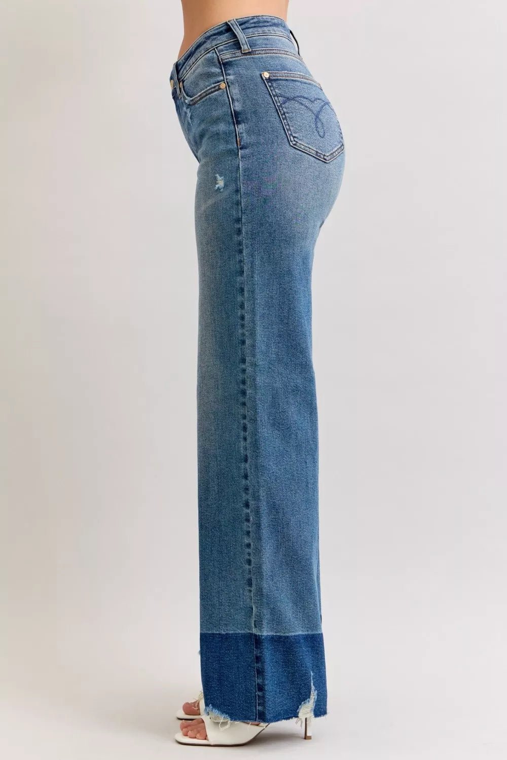 Judy Blue Raw Hem High Waist Column Straight Jeans - Rooted & Reckless Co.
