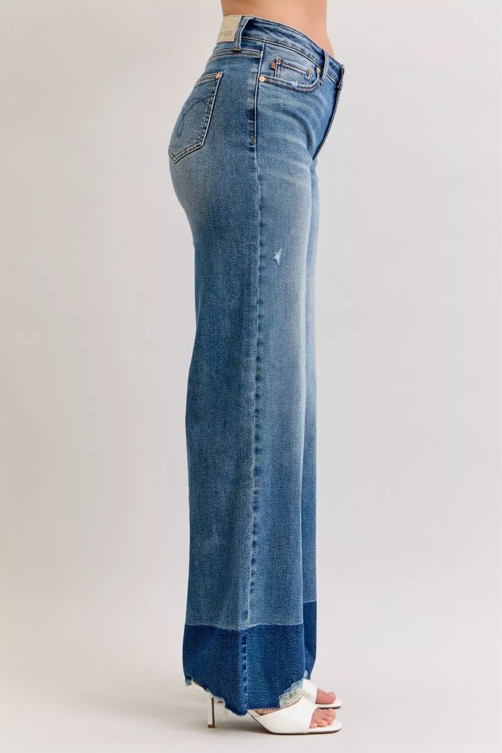 Judy Blue Raw Hem High Waist Column Straight Jeans - Rooted & Reckless Co.