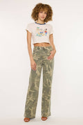 Kan Can High-Rise Camo Wide-Leg Western Jeans — Non-Distressed Comfort Stretch Denim with 32" Inseam - Rooted & Reckless Co.