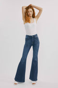 Kan Can High-Rise Super Flare Western Jeans — Dark Wash with Back Waistband Seam Detail & Front Coin Pocket (Size 9 remaining) - Rooted & Reckless Co.