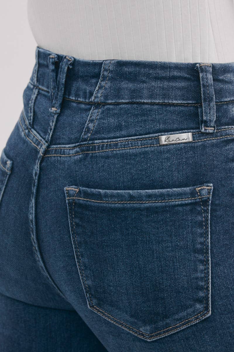 Kan Can High-Rise Super Flare Western Jeans — Dark Wash with Back Waistband Seam Detail & Front Coin Pocket (Size 9 remaining) - Rooted & Reckless Co.