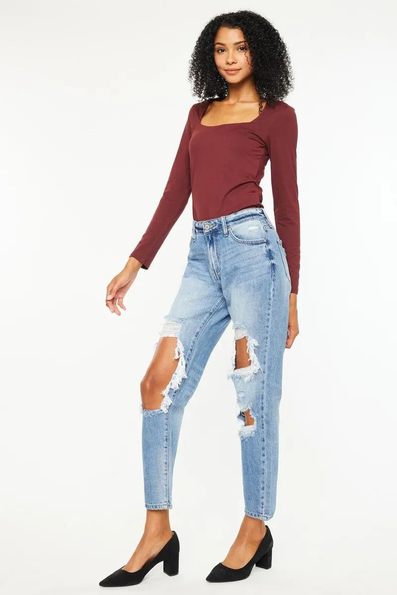 Kancan High Rise Distressed Boyfriend Jeans - Rooted & Reckless Co.