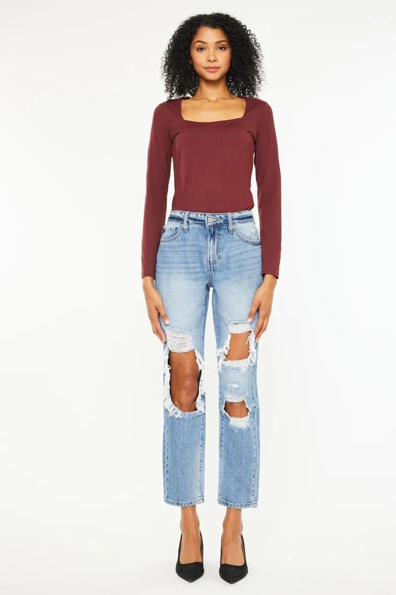 Kancan High Rise Distressed Boyfriend Jeans - Rooted & Reckless Co.