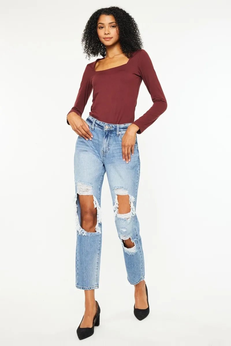 Kancan High Rise Distressed Boyfriend Jeans - Rooted & Reckless Co.