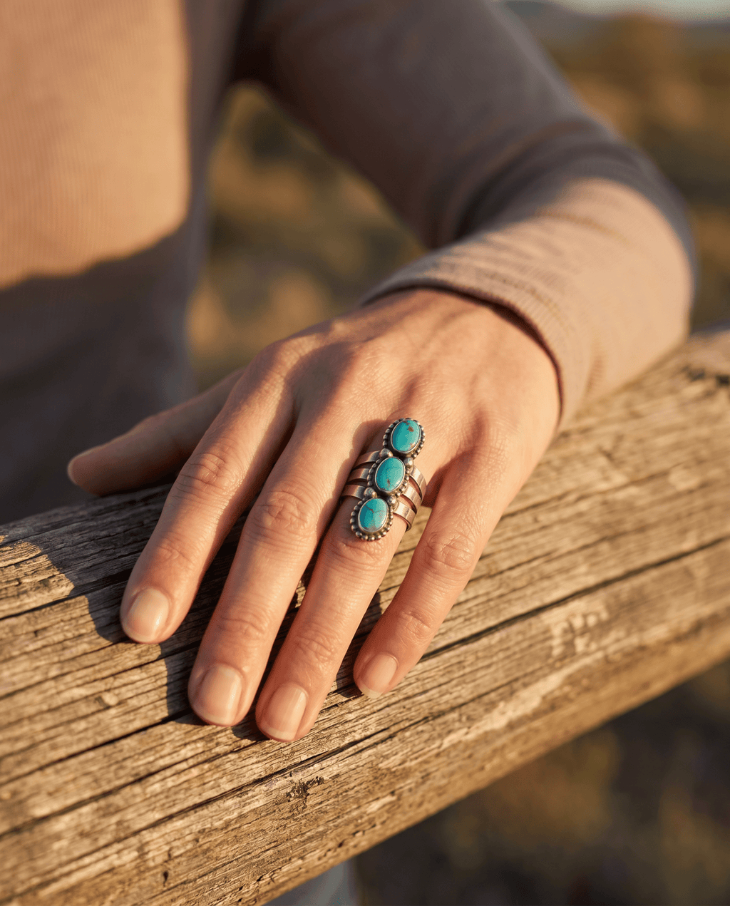 Kathleen Livingston Navajo Sonoran Gem Turquoise Sterling Silver Ring — Size 7 - Rooted & Reckless Co.