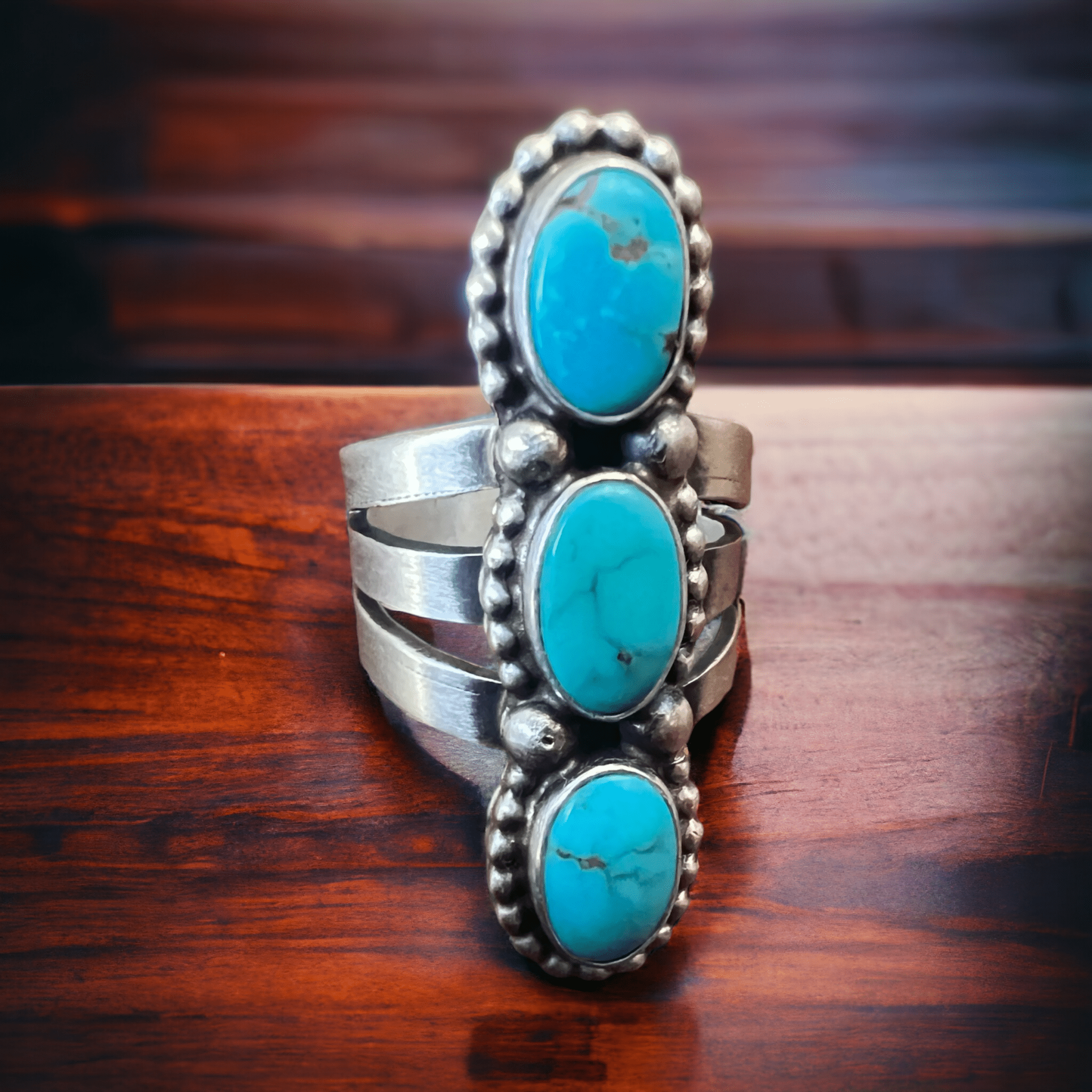 Kathleen Livingston Navajo Sonoran Gem Turquoise Sterling Silver Ring — Size 7 - Rooted & Reckless Co.