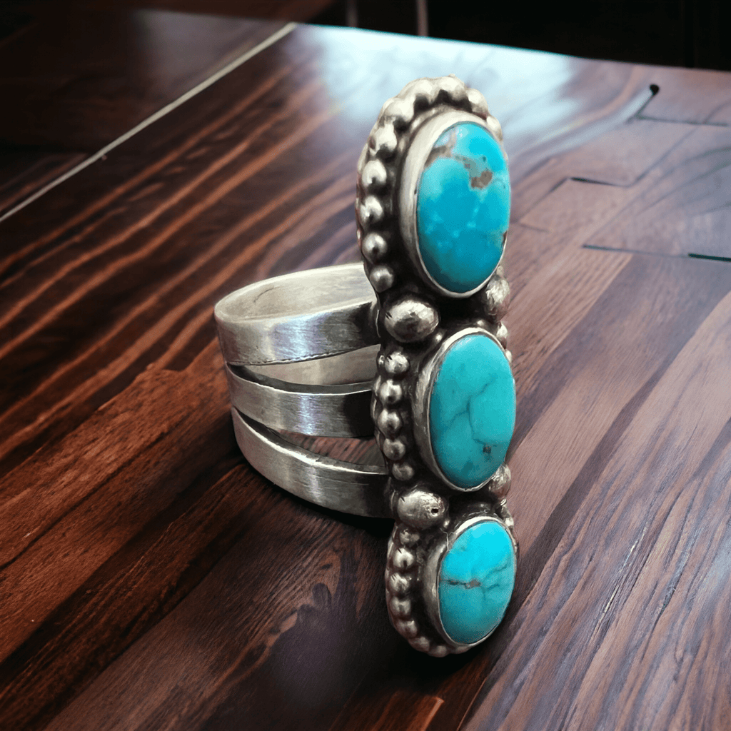 Kathleen Livingston Navajo Sonoran Gem Turquoise Sterling Silver Ring — Size 7 - Rooted & Reckless Co.