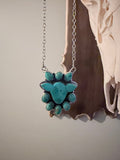 Kingman Turquoise Cow Head Cluster Necklace - Rooted & Reckless Co.