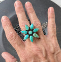 Kingman Turquoise Flower Cluster Ring - Rooted & Reckless Co.
