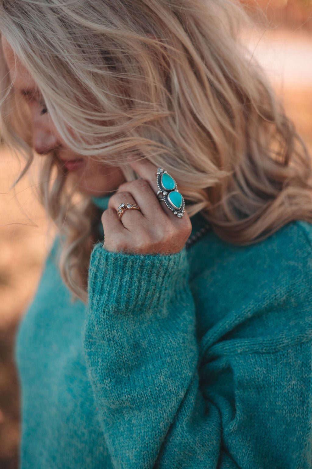 La Miel Loose-Fit Turtleneck Pin-Tuck Long Sleeve Western Sweater — Drop Shoulder Cozy Layering (small remaining) - Rooted & Reckless Co.