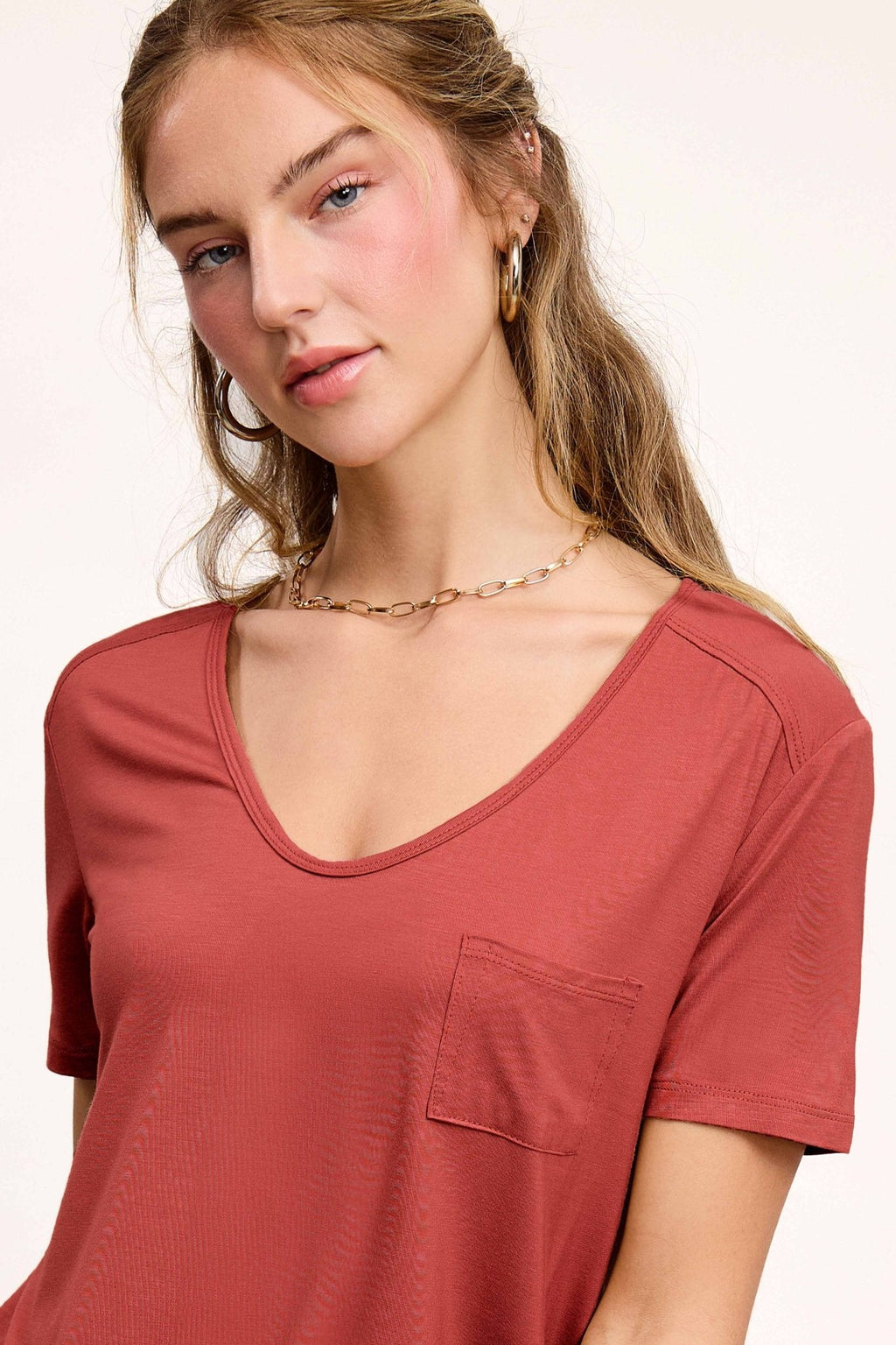 La Miel Super Soft Pocket Basic Tee — Slim-Fit Western Layering Top with Front Pocket (5 Colors) - Rooted & Reckless Co.