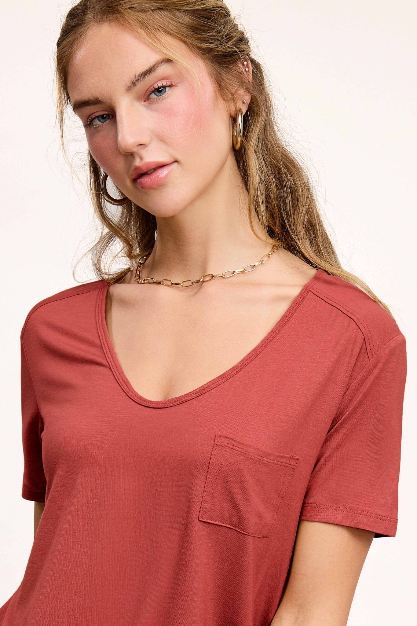La Miel Super Soft Pocket Basic Tee — Slim-Fit Western Layering Top with Front Pocket (5 Colors) - Rooted & Reckless Co.