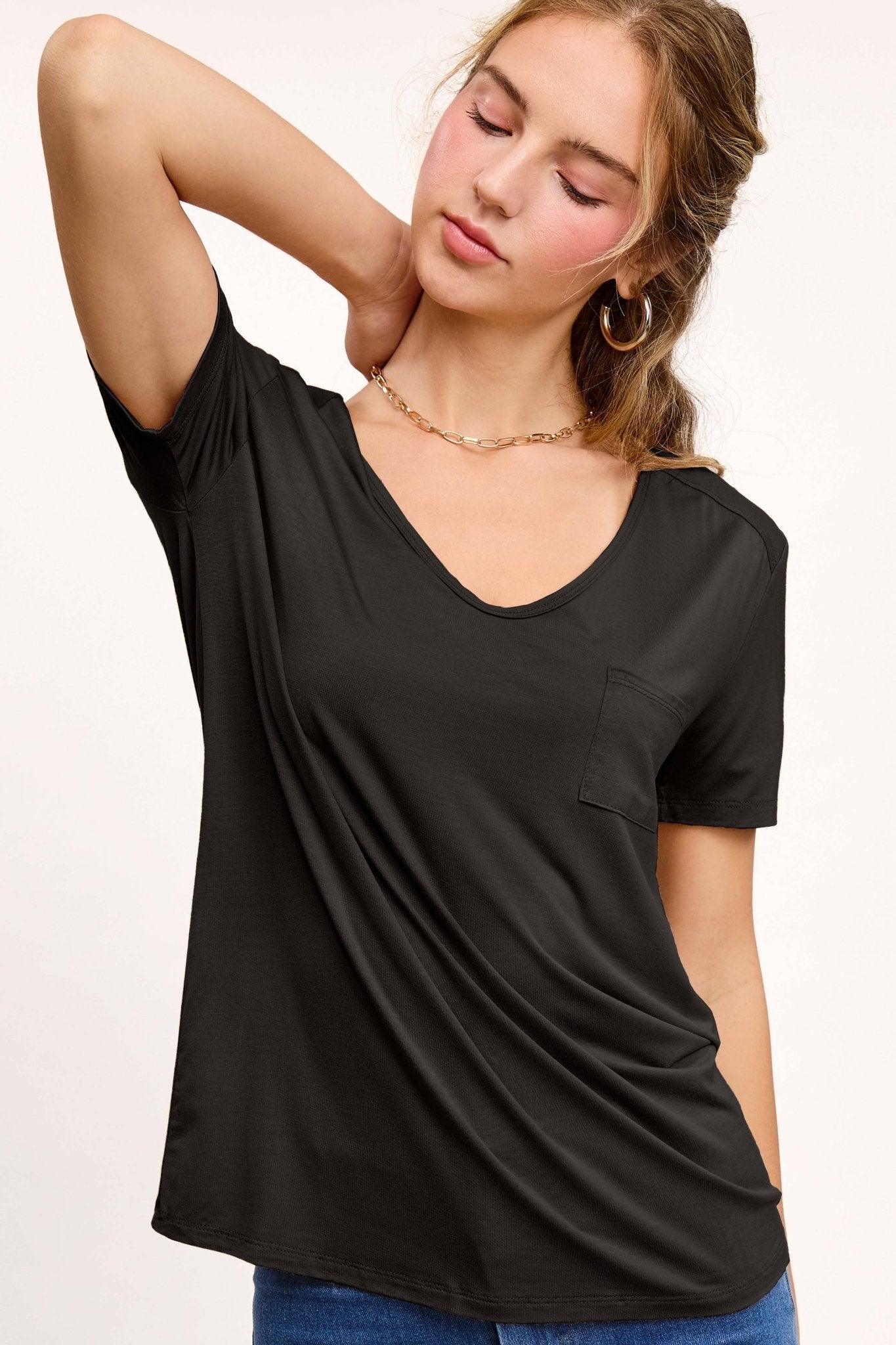 La Miel Super Soft Pocket Basic Tee — Slim-Fit Western Layering Top with Front Pocket (5 Colors) - Rooted & Reckless Co.