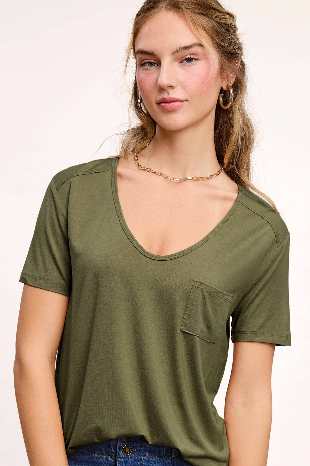 La Miel Super Soft Pocket Basic Tee — Slim-Fit Western Layering Top with Front Pocket (5 Colors) - Rooted & Reckless Co.