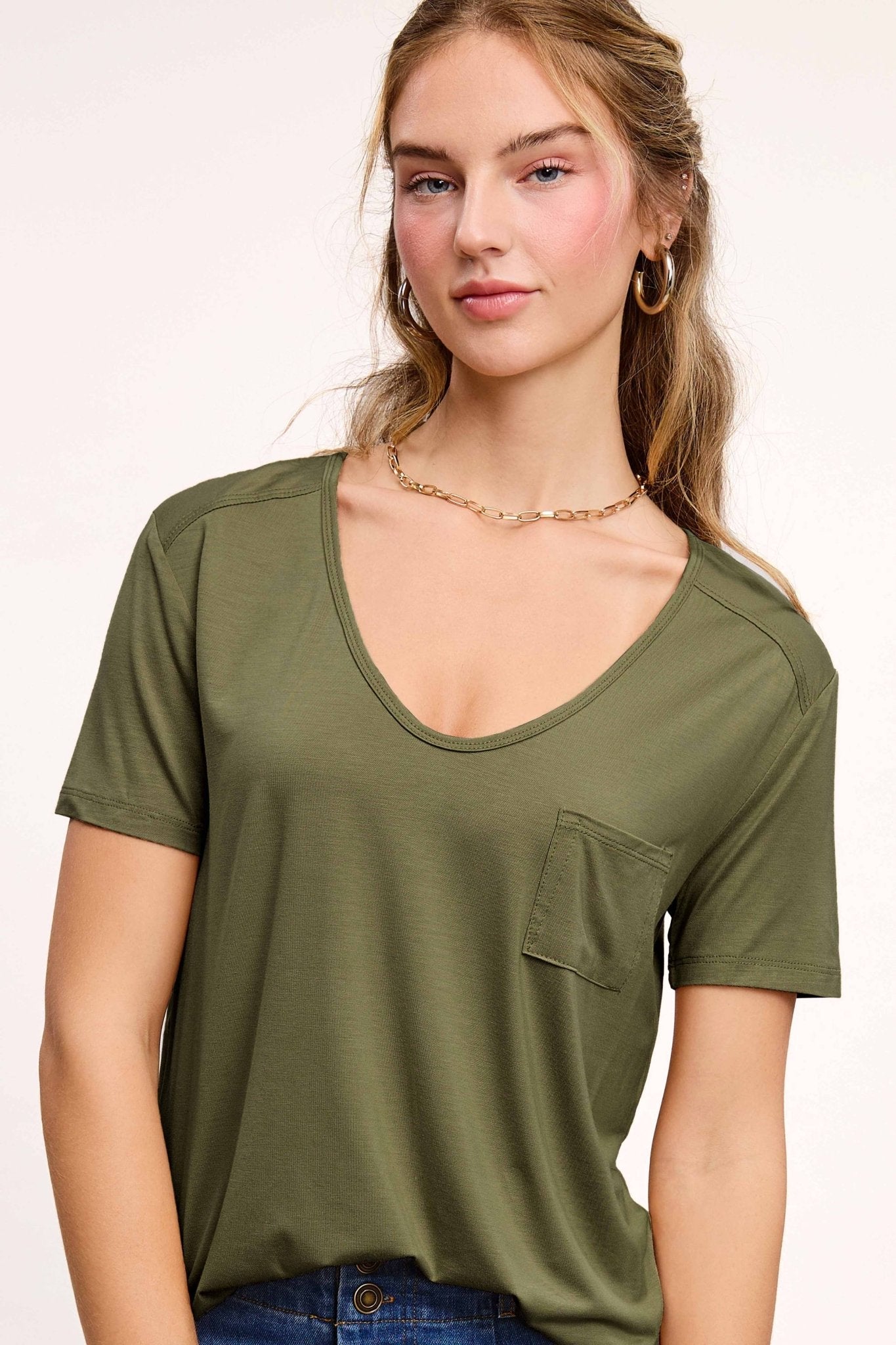 La Miel Super Soft Pocket Basic Tee — Slim-Fit Western Layering Top with Front Pocket (5 Colors) - Rooted & Reckless Co.