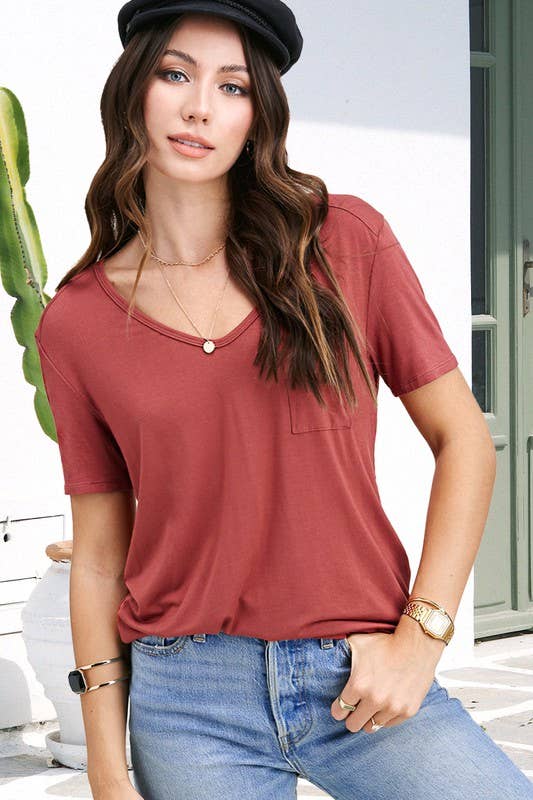 La Miel Super Soft Pocket Basic Tee — Slim-Fit Western Layering Top with Front Pocket (5 Colors) - Rooted & Reckless Co.