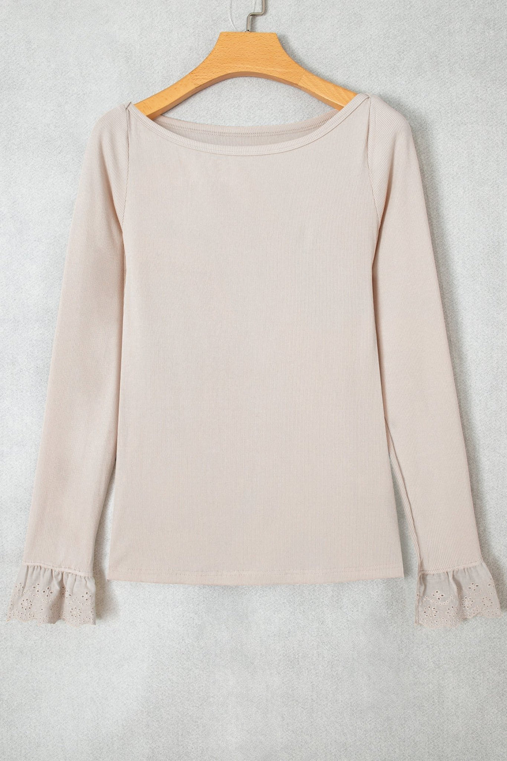 Lace Cuff Patchwork Round Neck Long Sleeve Top - Rooted & Reckless Co.