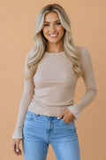 Lace Cuff Patchwork Round Neck Long Sleeve Top - Rooted & Reckless Co.