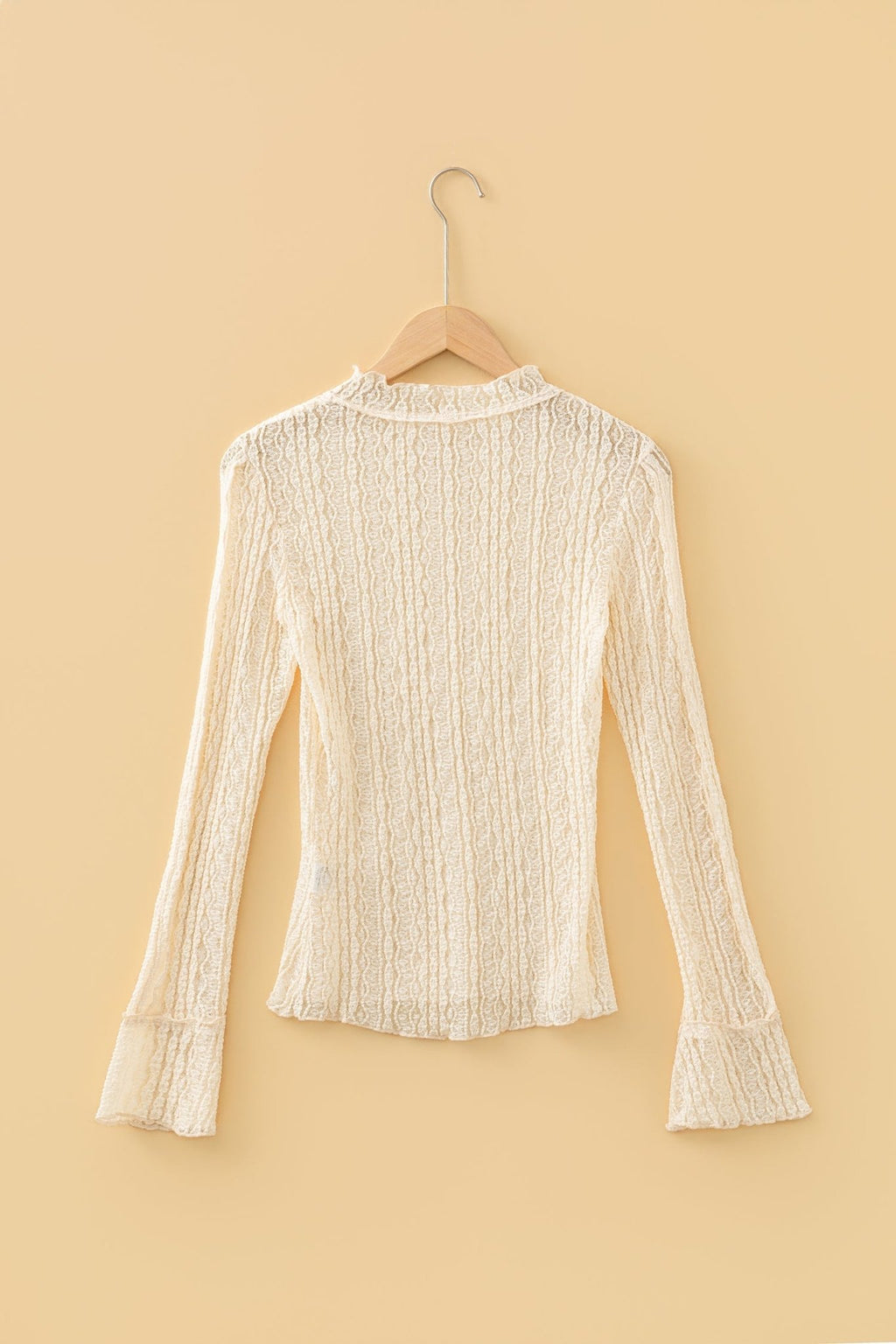 Lace Mock Neck Flounce Long Sleeve Top - Rooted & Reckless Co.