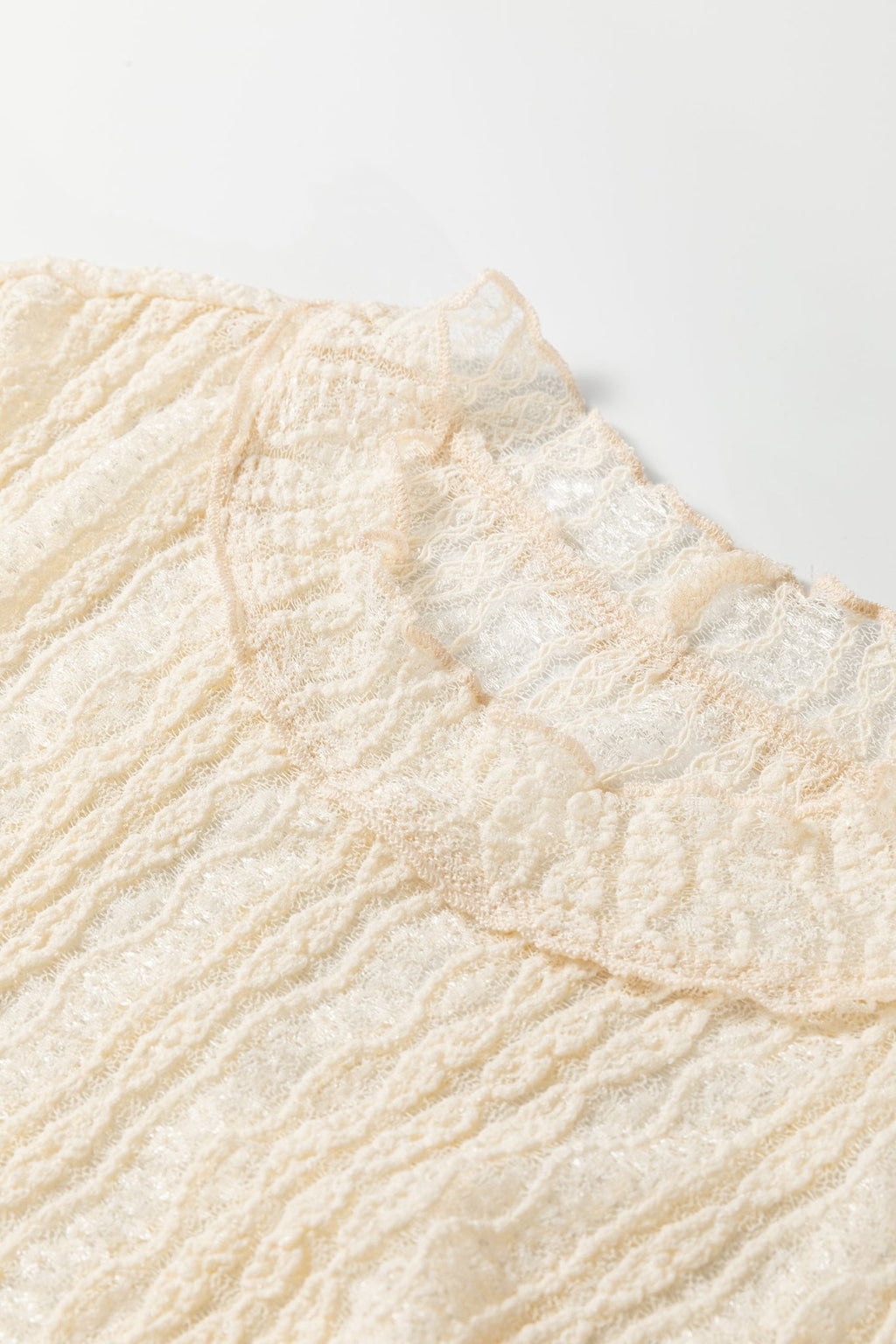 Lace Mock Neck Flounce Long Sleeve Top - Rooted & Reckless Co.