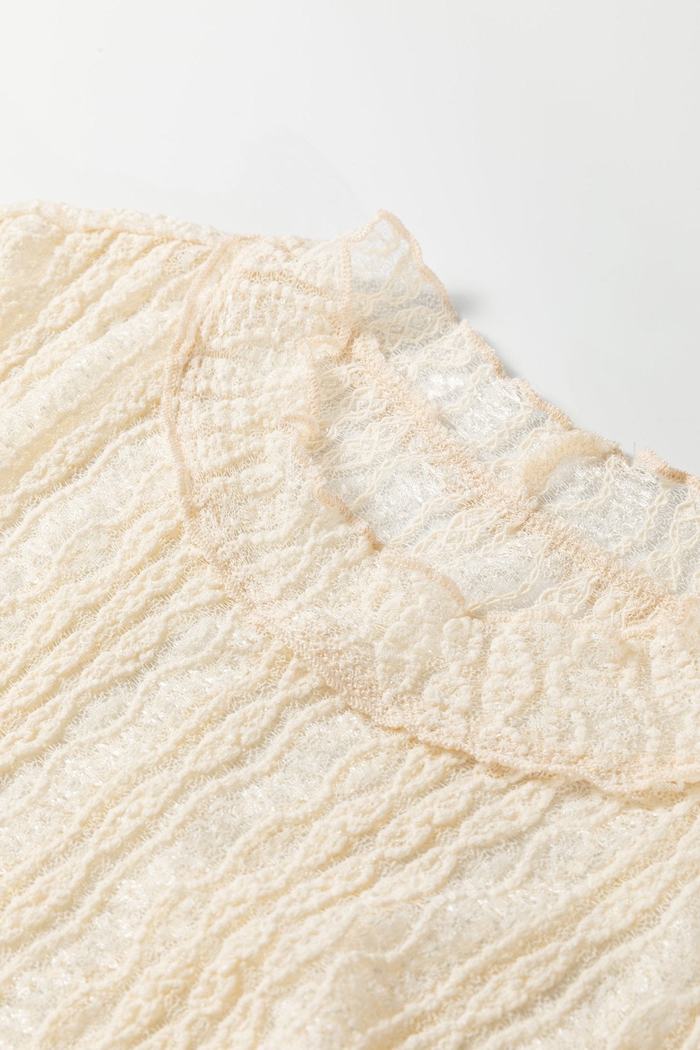 Lace Mock Neck Flounce Long Sleeve Top - Rooted & Reckless Co.