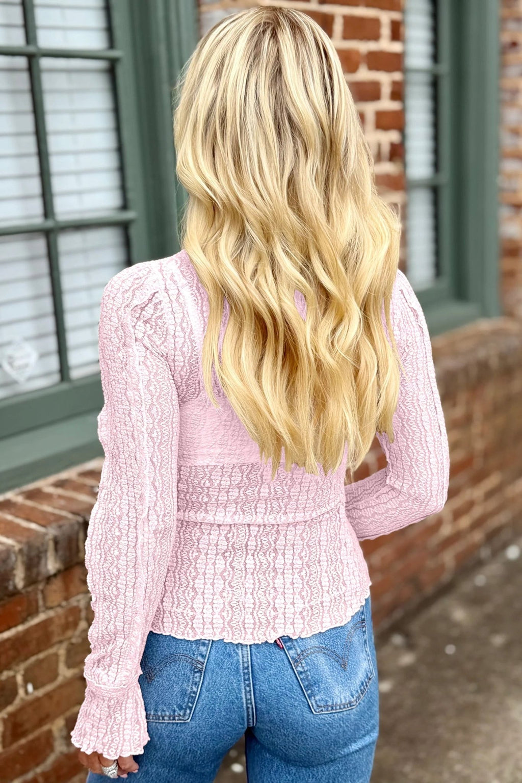 Lace Mock Neck Flounce Long Sleeve Top - Rooted & Reckless Co.